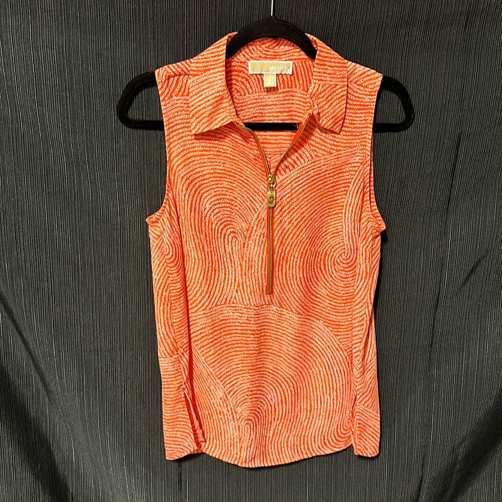 Michael Kors orange‎ and white w/gold zipper top / Size S / M-6